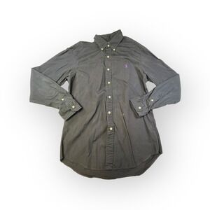 Ralph Lauren Slim Fit Button Down Shirt Purple Pony Logo Black Mens L G